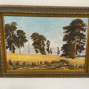 Vintage Antique Large Oil Painting Classic Summer Country Landscape